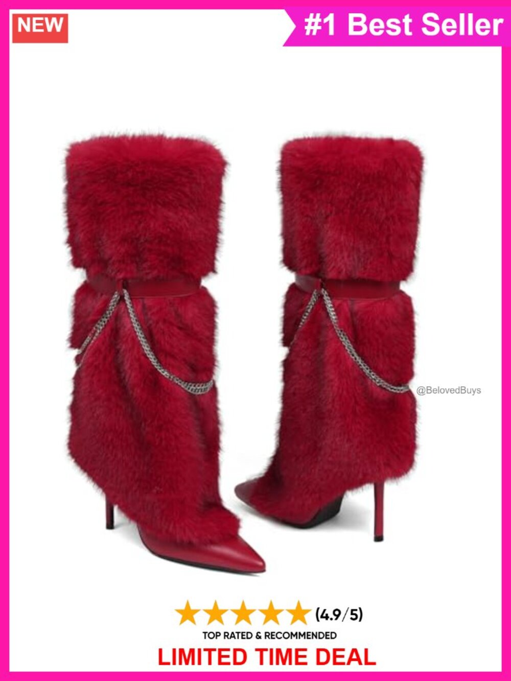 Faux Leather Knee High Stiletto Boots Pointed Toe Fold Over